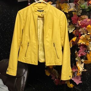 Yellow faux leather jacket -size Small